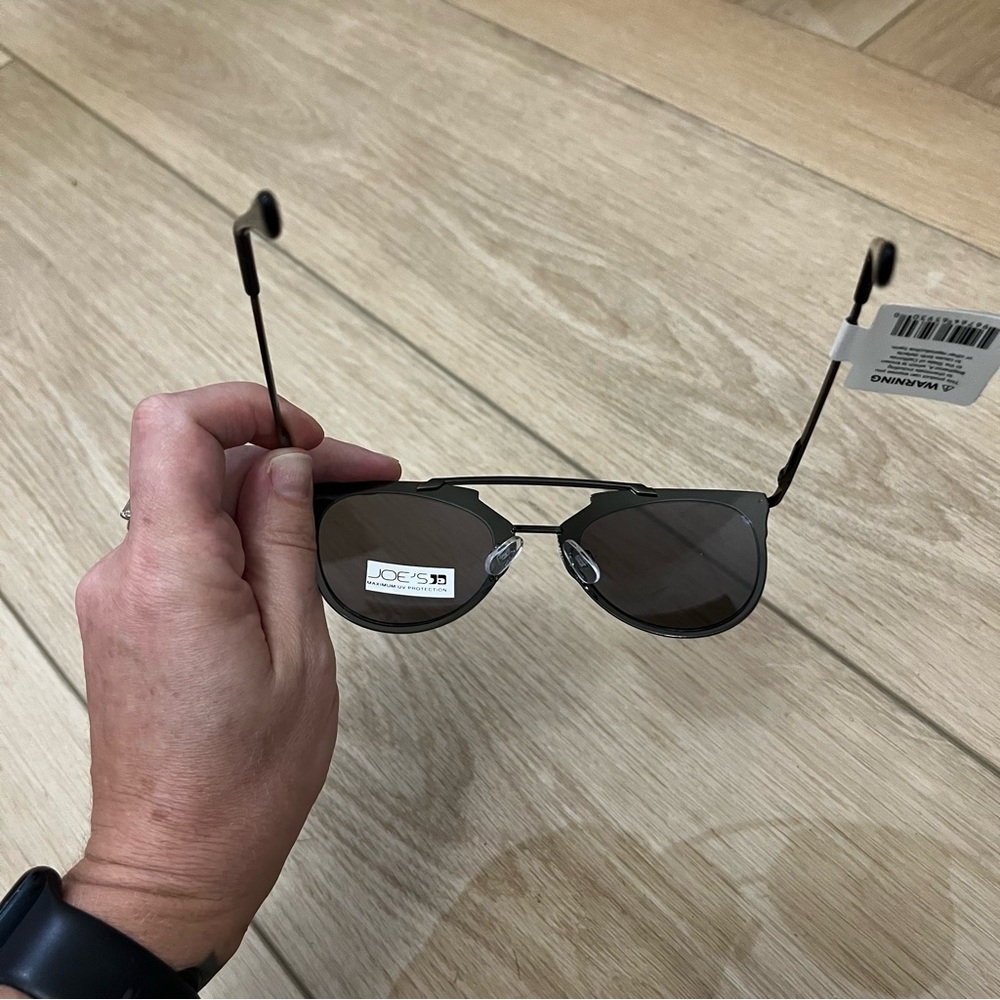 Joe’s Reflective Aviator Sunglasses JJ 6047 10 Brushed Black - Picture 3 of 6